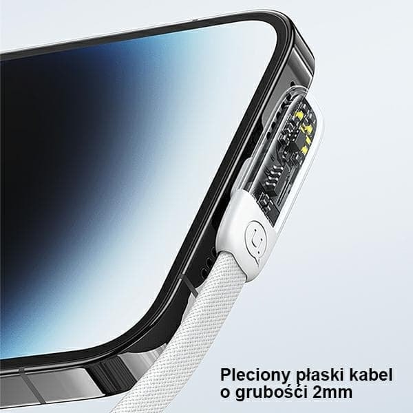 USAMS Vinklad USB-C till Lightning PD 20W Snabbladdning Iceflake Series-kabel 2m vit/vit SJ586USB02 (US-SJ586)