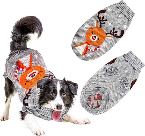 1 st Hundtröja, Stickad Hund Vinterdräkt Ren Hundkläder