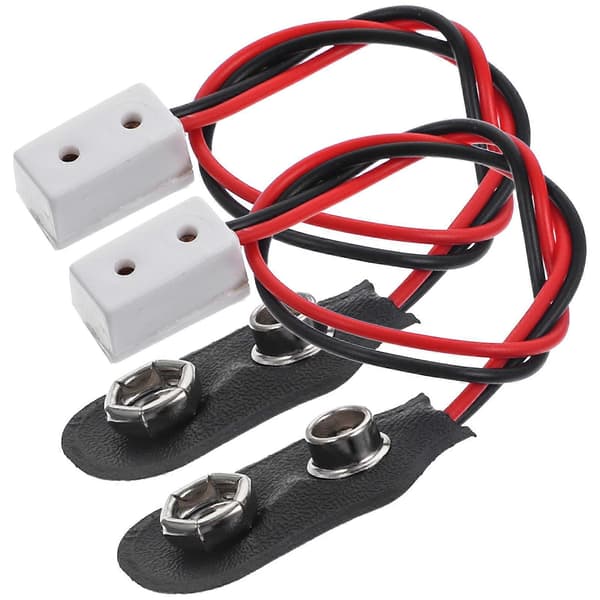 2 stk. dukkehus miniature 9V lys strømforsyning batteri tilslutningsledning tilbehør