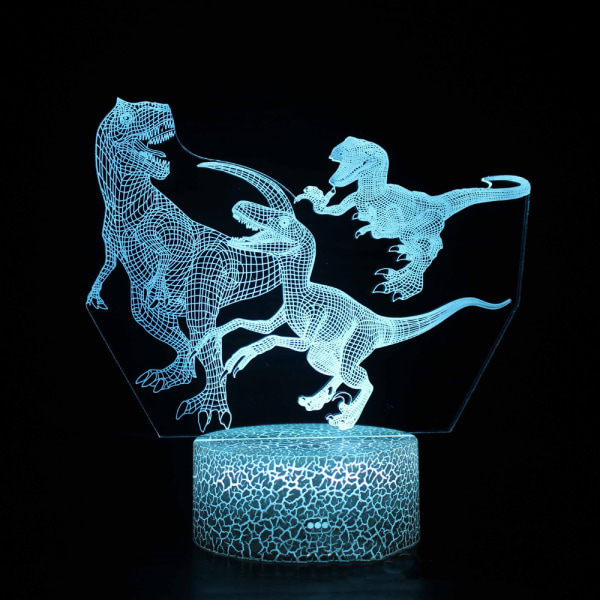 Färgglad 3D-nattlampa med dinosauriemotiv, kreativ presentlampa