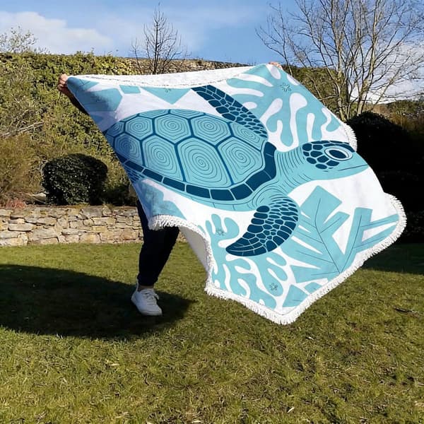 100cm x 100cm Merenelävät Mikrokuitu Pyöreä Hapsullinen Rantapyyhe F
