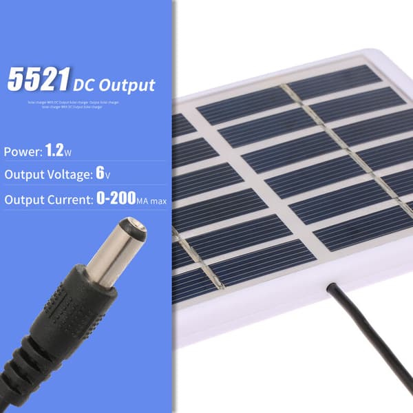 1,2W 6V polykrystallinsk solcellepanel laminert med plastramme og 3M DC-grensesnittkabel