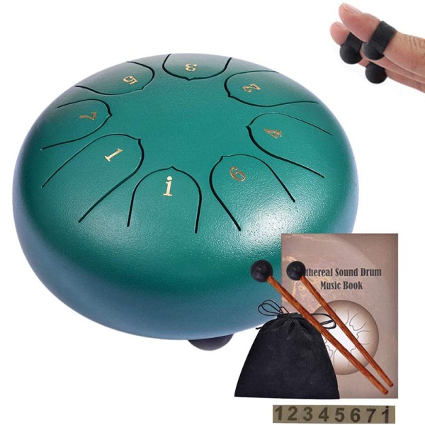 Lotus Steel Tongue Drum - 8 Tune 6 Inch Hand Pan Drum Tank Hang