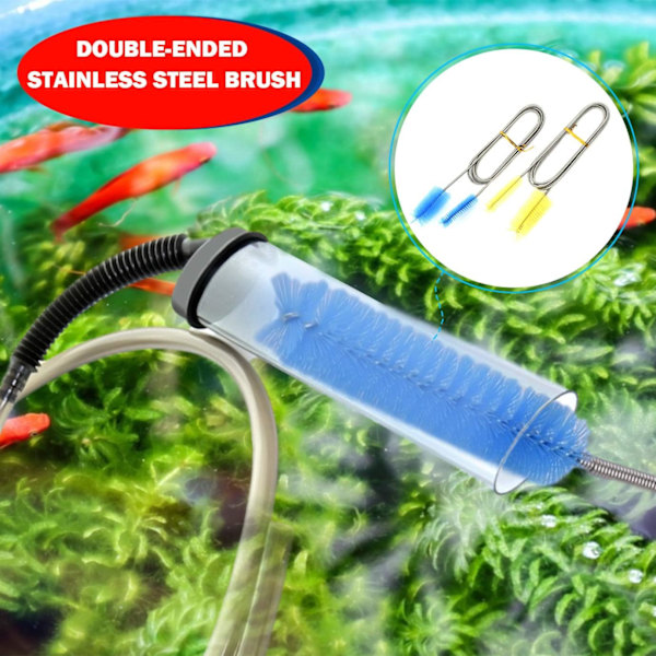 Flexibel Rengöringsborste med Dubbla Ändar, Perfekt för Akvarier och Hemmakök, Rostfritt Stål Förstärkt med Fjäder, Giftfritt Smakfritt Material
