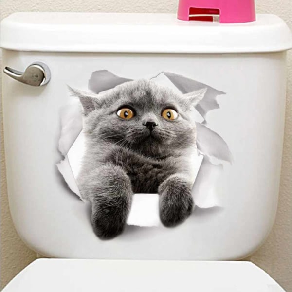 Cat Lovely Animal Kylskåp & Toalett PVC väggdekal