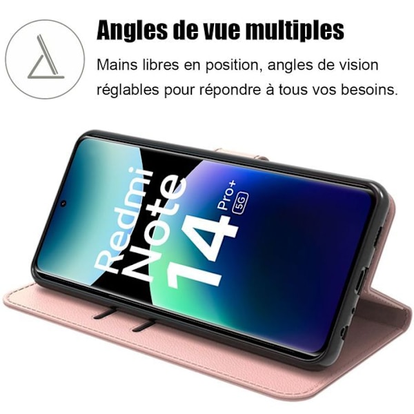 Skal för Xiaomi Redmi Note 14 Pro Plus 5G/Note 14 Pro+ 5G, Anti-repor Syntetiskt läder Mjuk - Rosa Rosa