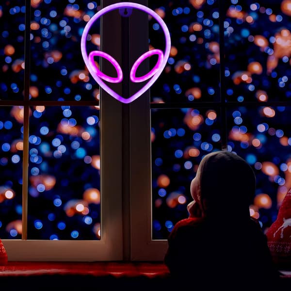 Mors Dag Present Rosa och Blå Alien LED Neonljus - Cool Vägg