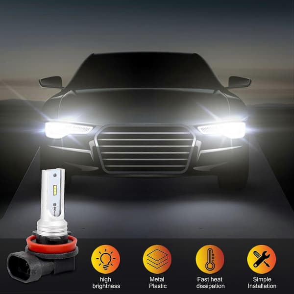 H8 H11 H16 Led Sumuvalopolttimo, H16 Led Sumuvalo High Csp-y11, 6500k (2 kpl)