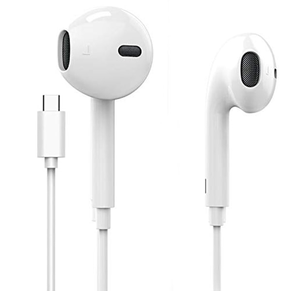 Type-C In-Ear Hörlurar Volym Kontroll Inbyggd Mikrofon Vit