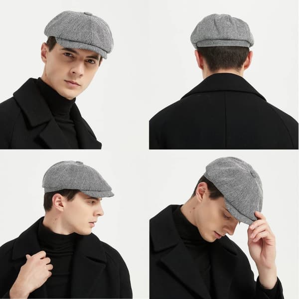Flat cap flat cap med topp – Gaby Cap fine strikkede stoffer