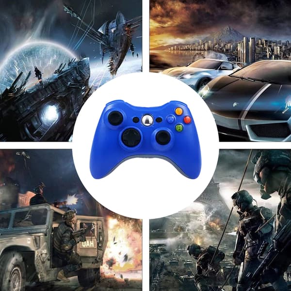 Trådløs controller til Xbox 360, ergonomisk design, endeløs gameplay gamepad med trådløs forbindelse og justerbar D-pad, komfortabelt greb med blue
