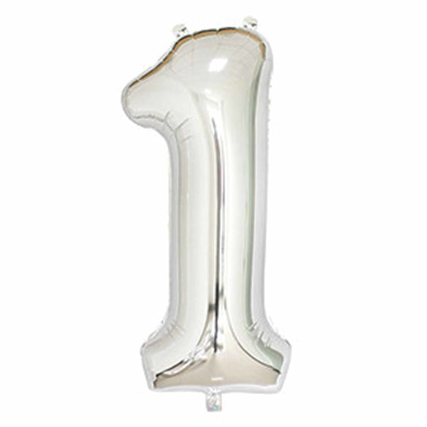 Stor Sifferballong i Silver för Födelsedag Fest 102cm - 1 silver