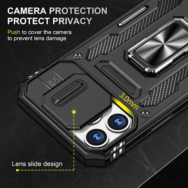 iPhone 14 Pro - Skal CamShield / Kameraskydd Ringhållare Svart Black