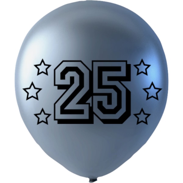 Ballonger Silver metallic m. text 25 - 6-pack Silvergrå