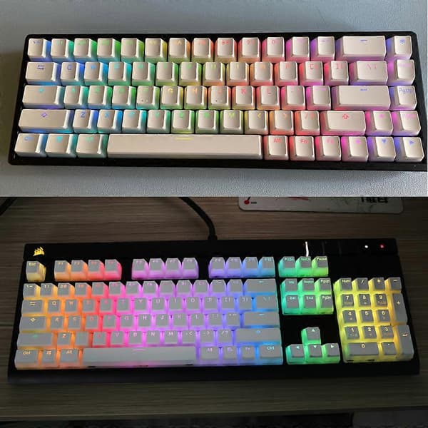 RGB 143 Keycaps ANSI Layout PBT Pudding Double Skin Milk Shot Bagbelyst Keycap