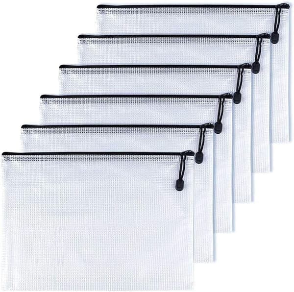 6 stk. Mappepakke Pung PVC Pose Lynlås Dokumentmappe/PVC Sko