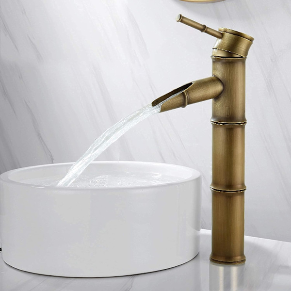 1 st 3 Leder Bryt Mun Hög Bambu Kran, Vattenfall Blandare