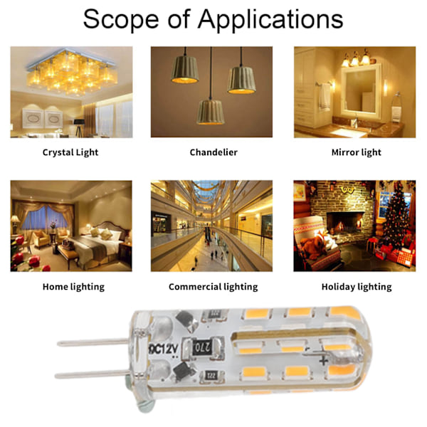 10 st G4 LED-lampor 1,5W DC12V Varmvit 3000K 110LM Bi-stiftlampor LED för skåpsbelysning Innergård