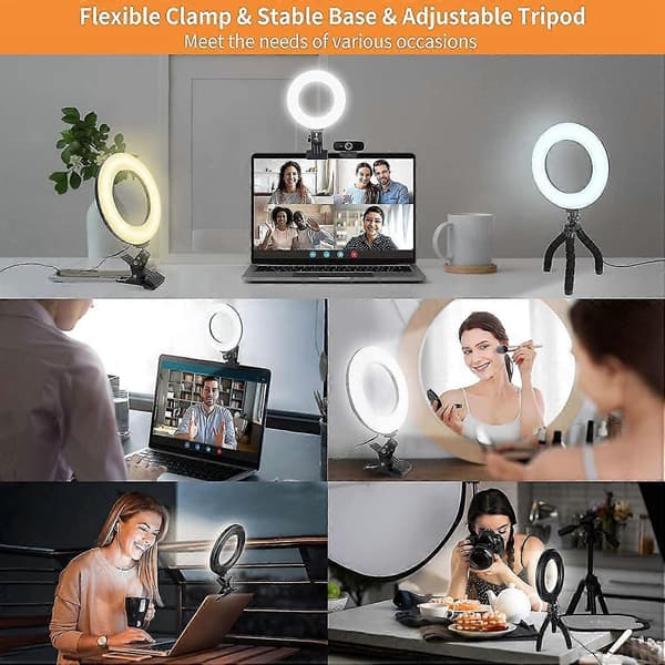 Ring Light Clip Laptop Med Tripod Clip Videokonferanselys For Video Makeup