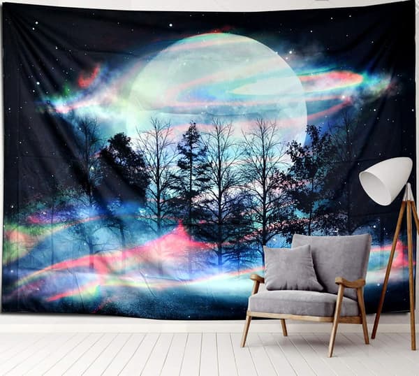1 st Månen, 150CM*130CM Mandala Tapestry, Galaxy Tapestry, Måne