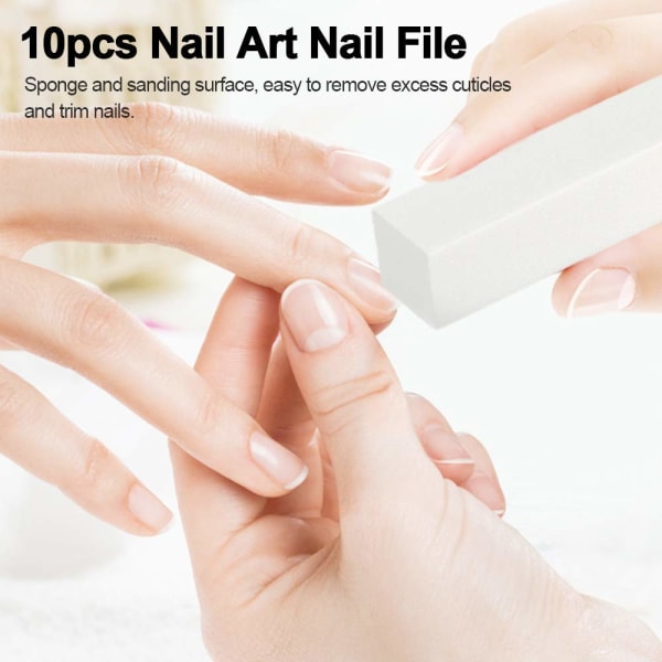 10 st Nail Files Grit White Buffer Sanding Blocks Buffer