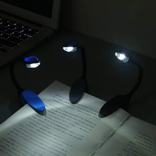 Läslampa bokklämma, klämlampa USB uppladdningsbar, 4 lysdioder