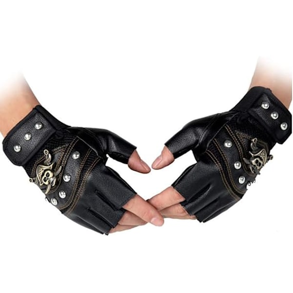 Sorte nittehandsker steampunk gotiske handsker punk tøj nitte mo