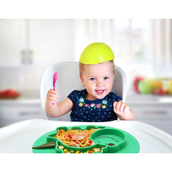 Silikon Baby tallrik skål med sug, halkfri bordsunderlägg för