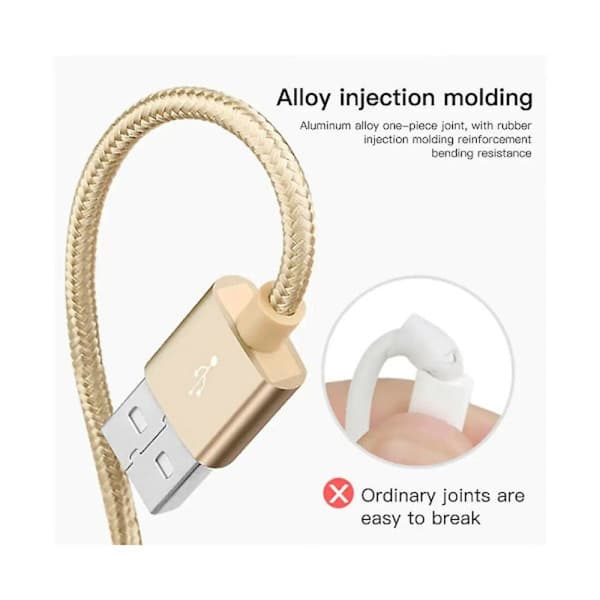3 kpl 2m pikalatauskaapeli Apple iPhone -puhelimelle - Nylon, 10 väriä