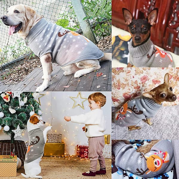 1 st Hundtröja, Stickad Hund Vinterdräkt Ren Hundkläder