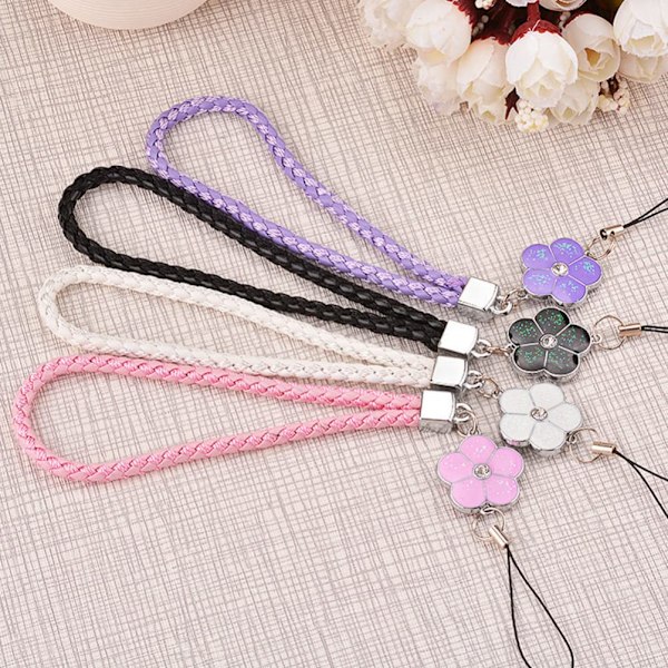 4 st Mobiltelefon Charm Telefon Lanyard handledsrem för flickor Telefon Charms Rem Nyckelring Blomma Telefon Charms handledsrem