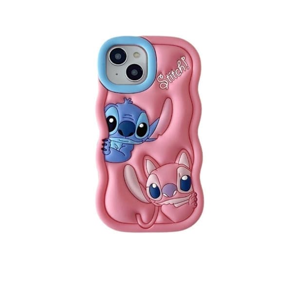 (iPhone X:lle) Lilo ja Stitch silikonikuori, vaaleanpunainen blå
