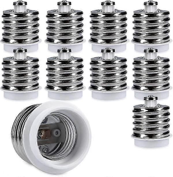10x Sokkeladapter - 10x E40 til E27 Sokkelkonverter - E27 Base Lampeholderadapter For Halogen LED-pære