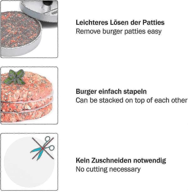 Burgerpapper, 500 Stycken, Runda, 12cm, Non-stick Bakplåtspapper För Burgerpress Och Bakverk