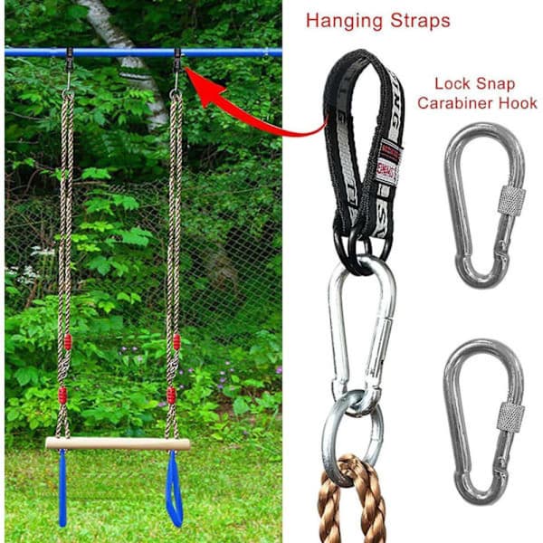 Trapets för gunga, trapets för gunga, trätrapets med ringar, trapets utomhus gunga för barn, trätrapets, utomhus trägunga för barn (A)