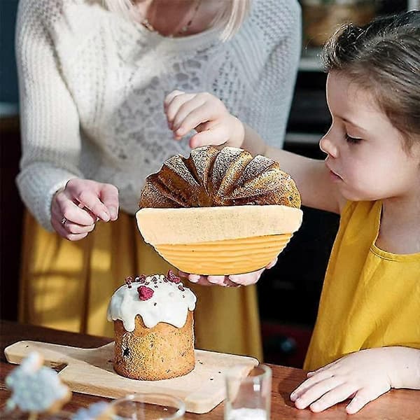 Brødhevekurvsett med 2 runde og ovale brødkurver - brødkniv - deigskrape