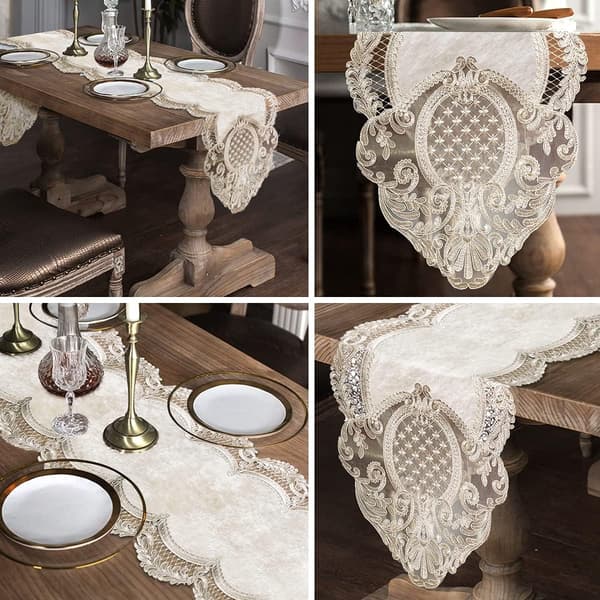 Blomstret fløyel løper duk elegant elegant vaskbar bordmatte T