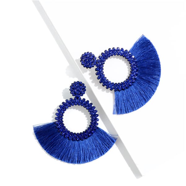 Kongeblå bohemeøreringe til kvinder, mode, kreative håndlavede kvastøreringe Royal Blue