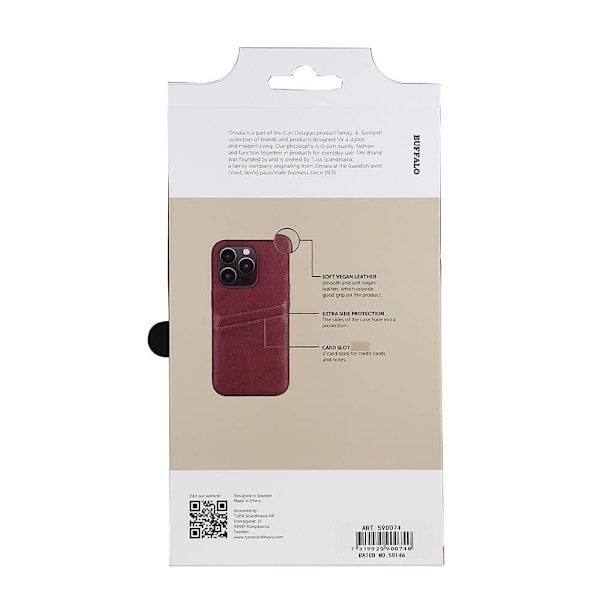Buffalo iPhone 14 Pro Skal Läder Med 2 Kortfack Brun