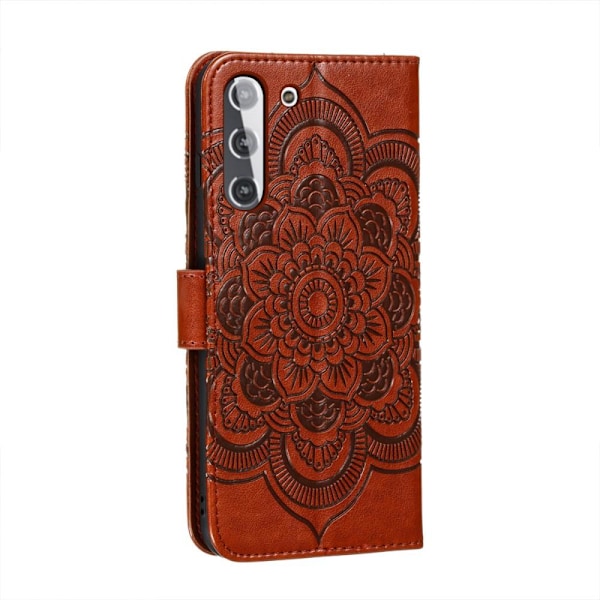 Samsung Galaxy S21 - Mandala Läder Fodral - Brun Brown Brun