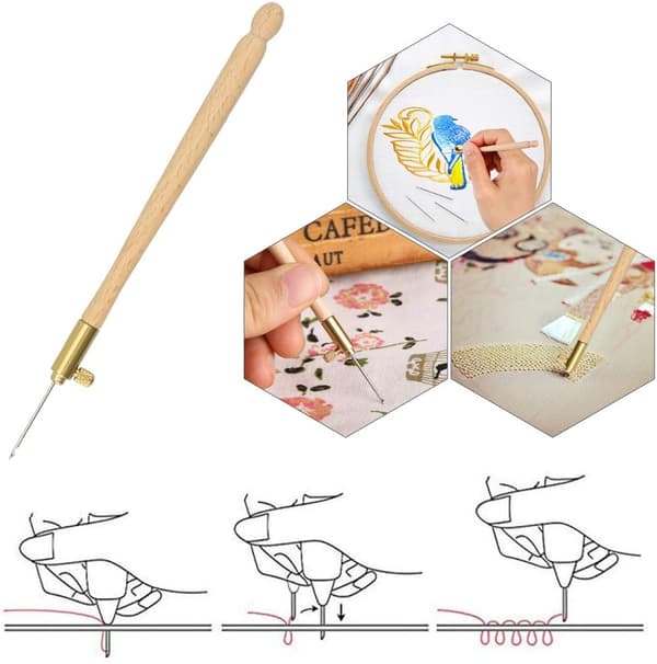 Broderikrok med 3 nåler 1mm/1mm/1.2mm Broderi Perle N
