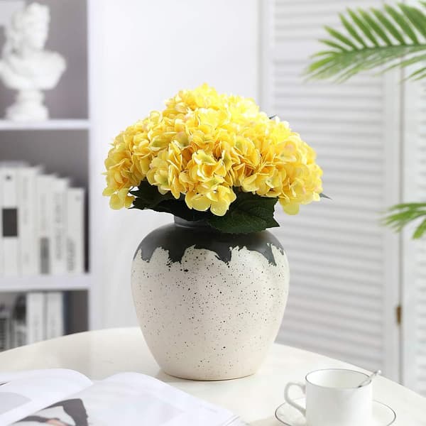 Kunstig Hortensia Blomst, 5 STK Enkelt Lang Silke Stilk 16 cm