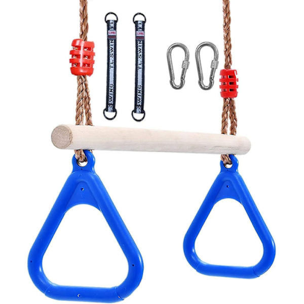 Trapets för gunga, trapets för gunga, trätrapets med ringar, trapets utomhus gunga för barn, trätrapets, utomhus trägunga för barn (A)