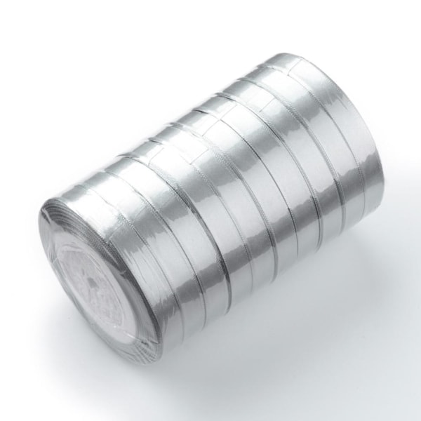 1 Rulle (25yard=22,89 mt.)  Silver Grå satinband 12 mm. bred