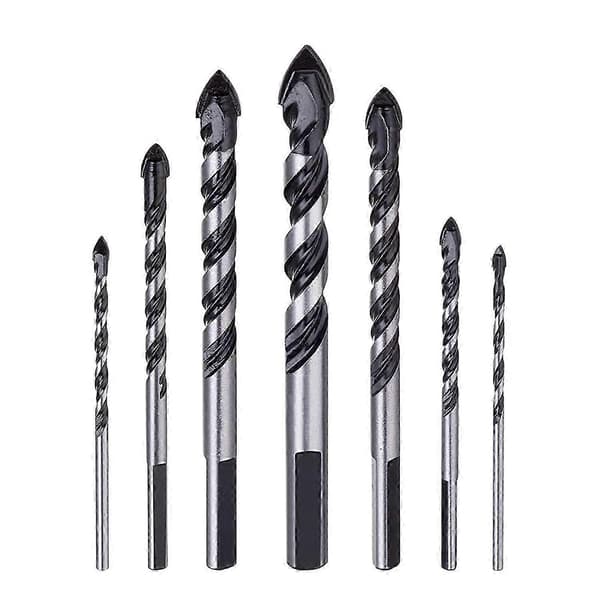 7 stk. Tungstenkarbid murverksbor sett (3 4 5 6 8 10 12mm)