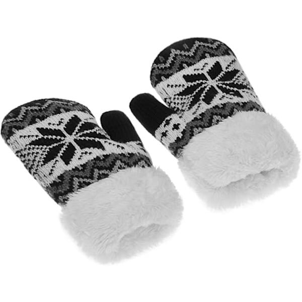 Småbarnshandskar med snöre Vintervarma stretchstickade helfinger