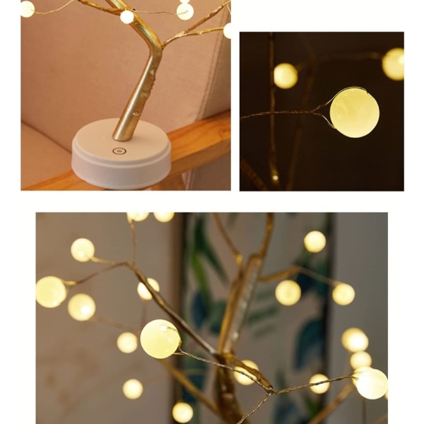 Bordslampa för bonsaiträd med 36 LED-koppartråd