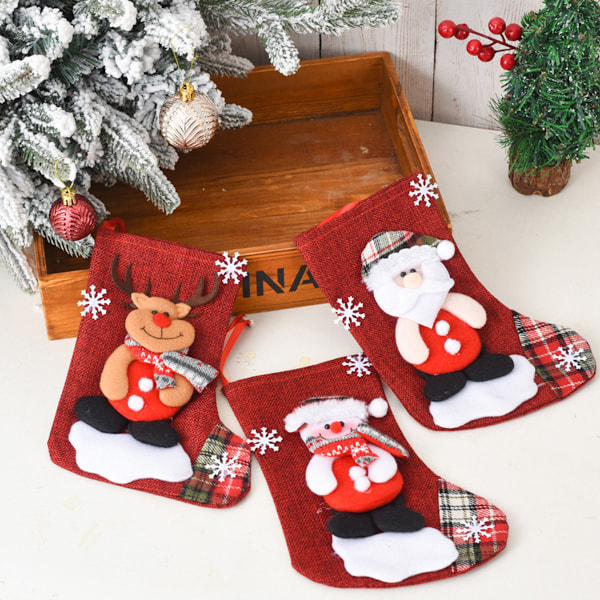 Julstrumpor Set om 4, Klassisk Stil Säckväv Fluff Non-Woven, Stor Öppning Uppe Rymlig Insida, Miljövänligt Linne, Återanvändbara År Efter År