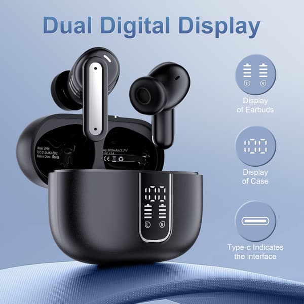 SP99 Trådlösa Bluetooth-hörlurar: Bluetooth 5.4, Pekkontroller, Digital Display, Lång Batteritid, In-Ear Design