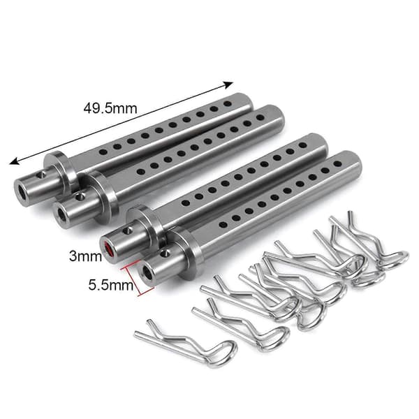4 stk. Aluminium Karrosseripost Monteringer Bilskal Fikseringssøjle Model Tilbehør Til 1/10 Rc Crawler Ax